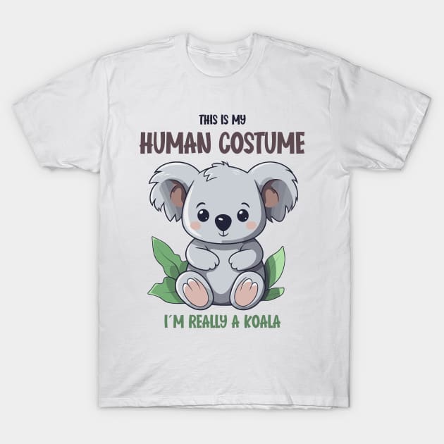 Cute Koala Halloween T-Shirt | This is My Human Costume Tee | Funny Wildlife Lovers Season Outfit | Adorable Gift Idea T-Shirt by Indigo Lake